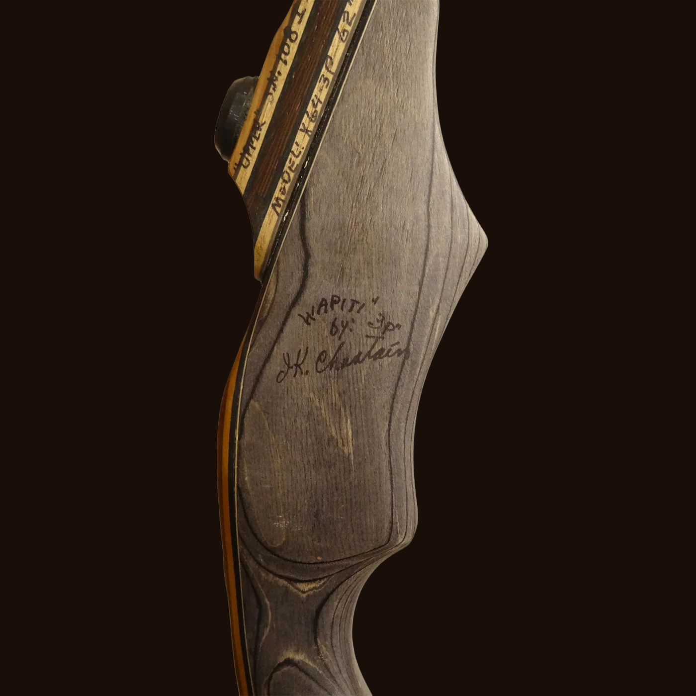 Hand-signed Wapiti longbow riser