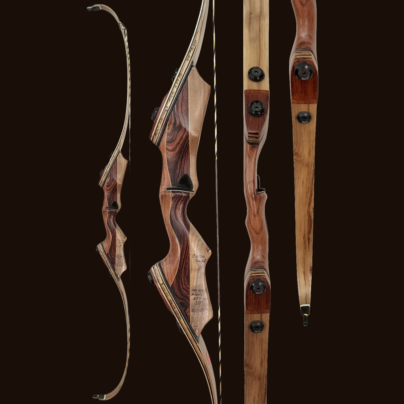 Wapiti takedown recurve riser and limbs from multiple angles