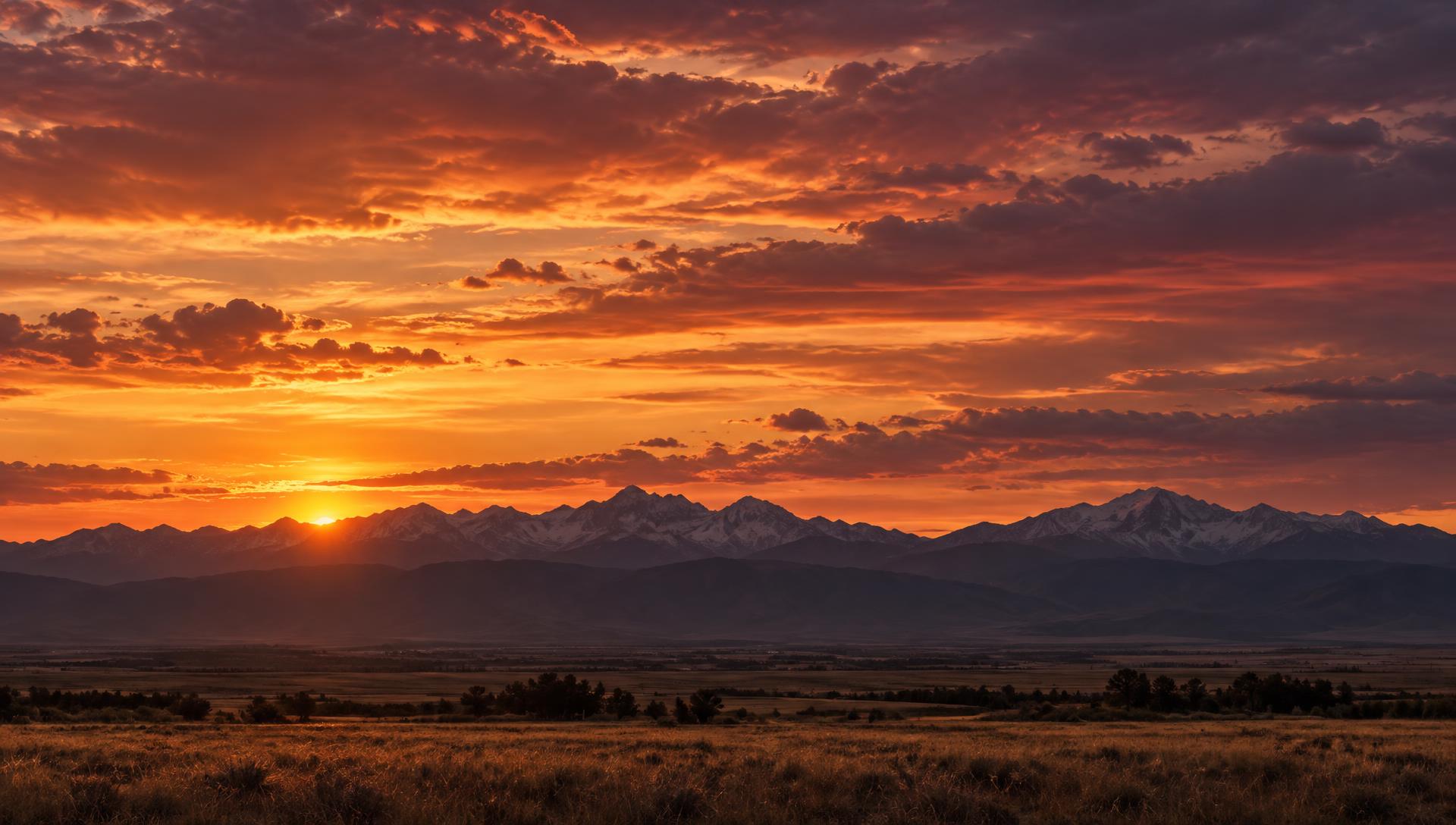 Colorado sunset over the Rocky Mountains